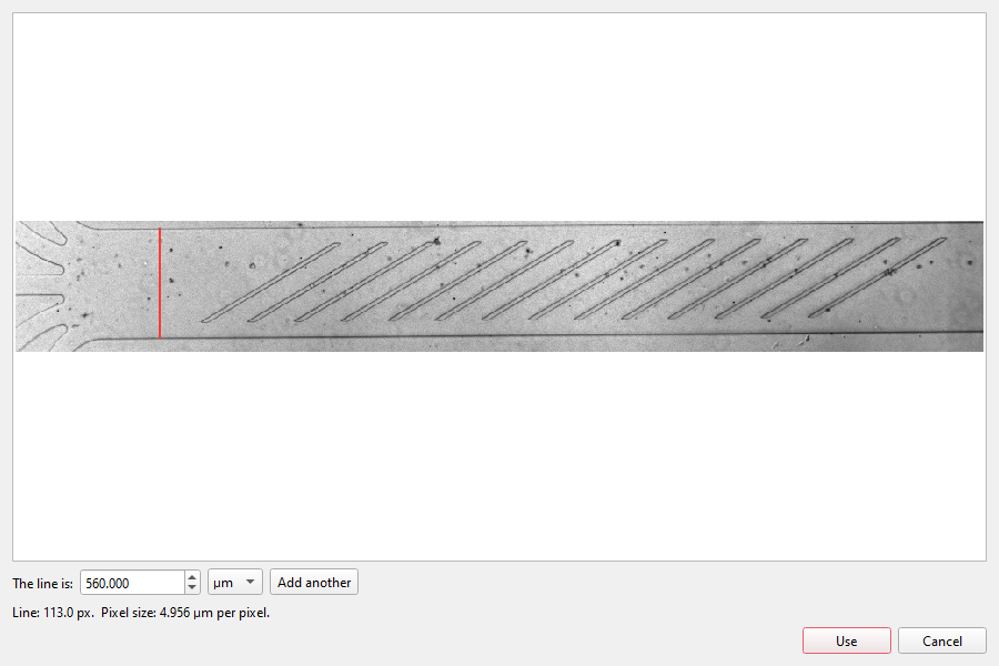 Measuring the pixel size on the picture