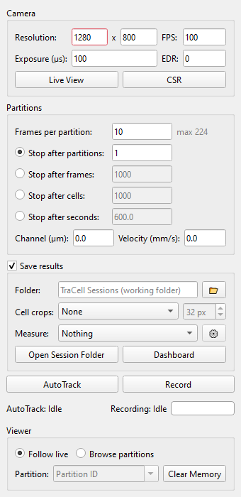 Live Tracking window
